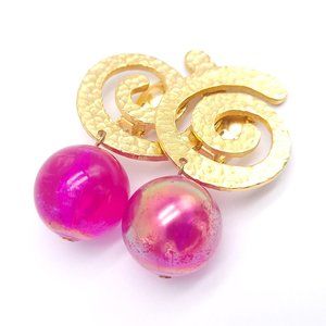 Les Bernard Gold Swirl Gum Ball Earrings